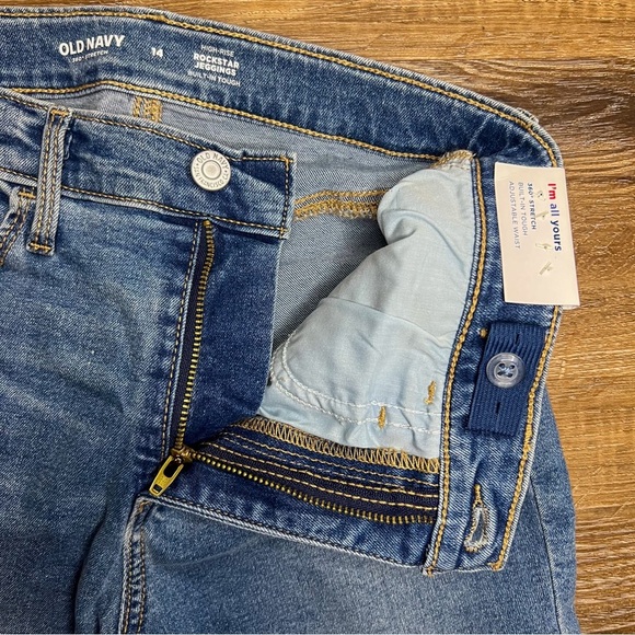 Old Navy Girls High Waisted Rockstar 360° Stretch Jeggings, Medium Wash, Size 14 - Picture 3 of 9
